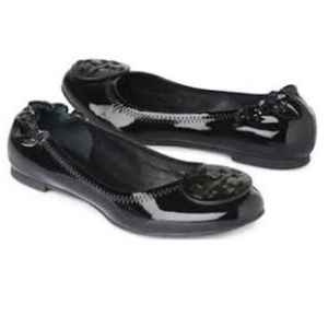 Tory Burch Black Patent Reva Ballet Flat Sz 6.5
